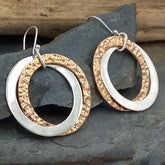 Hammered Copper & Silver Duo Circle Earrings